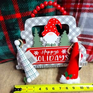 Lot of 3 Christmas decorations 1 truck beaded sign 2 ornaments-multi colored